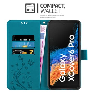 Samsung Xcover 6 Pro lommebokdeksel Blomster (Blå)