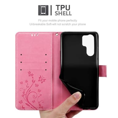 Huawei P30 PRO lommebokdeksel Blomster (rosa)