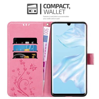 Huawei P30 PRO lommebokdeksel Blomster (rosa)