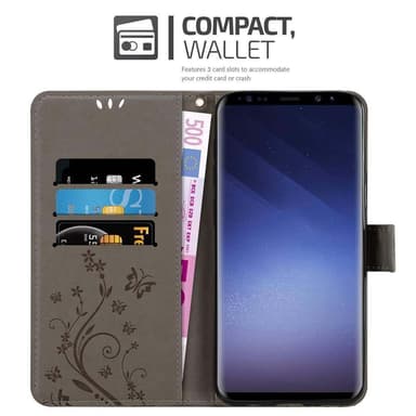Samsung Galaxy S9 lommebokdeksel Blomster (grå)