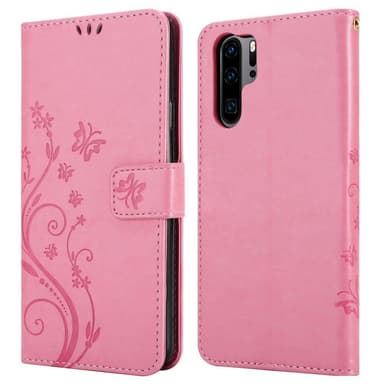 Huawei P30 PRO lommebokdeksel Blomster (rosa)