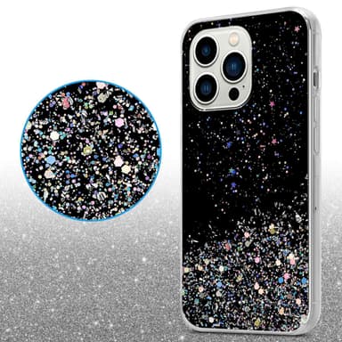 iPhone 14 PRO MAX Silikondeksel Glitter (svart)