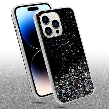 iPhone 14 PRO MAX Silikondeksel Glitter (svart)