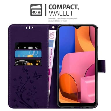 Samsung Galaxy A20s lommebokdeksel Blomster (lilla)