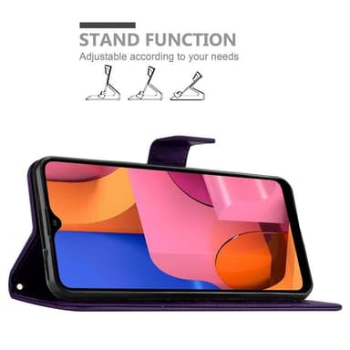 Samsung Galaxy A20s lommebokdeksel Blomster (lilla)