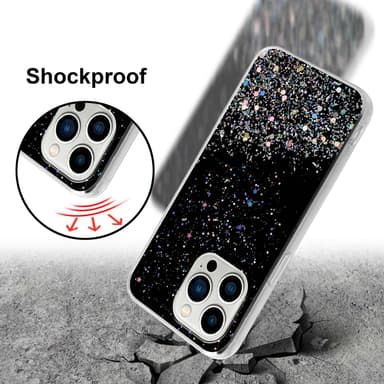 iPhone 14 PRO MAX Silikondeksel Glitter (svart)