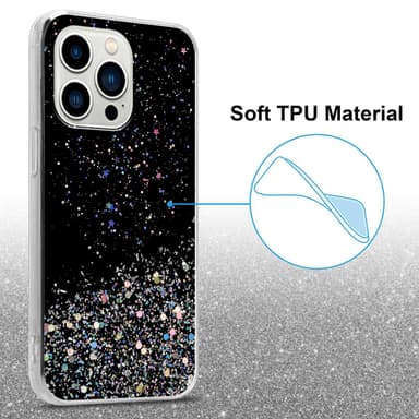 iPhone 14 PRO MAX Silikondeksel Glitter (svart)