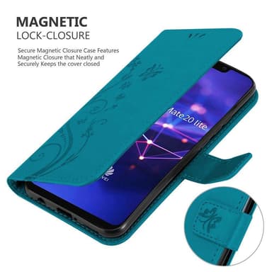 Huawei MATE 20 LITE lommebokdeksel Blomster (blå)