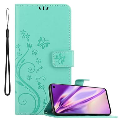 Samsung Galaxy S10 4G lommebokdeksel Blomster (turkis)