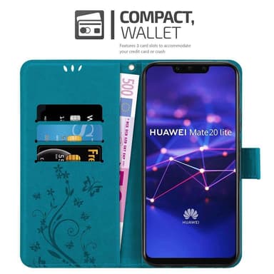 Huawei MATE 20 LITE lommebokdeksel Blomster (blå)