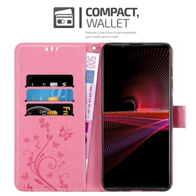 Sony Xperia 1 III lommebokdeksel Blomster (rosa)