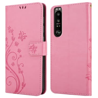Sony Xperia 1 III lommebokdeksel Blomster (rosa)