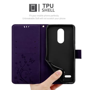 LG K8 2018 / K9 2018 lommebokdeksel Blomster (lilla)