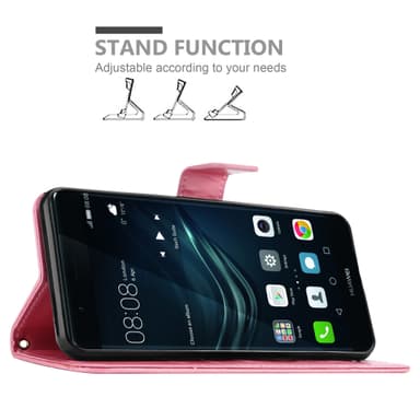 Huawei P9 lommebokdeksel Blomster (rosa)