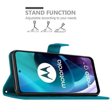Motorola MOTO G71 5G lommebokdeksel Blomster (blå)