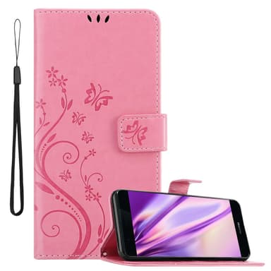 Huawei P9 lommebokdeksel Blomster (rosa)