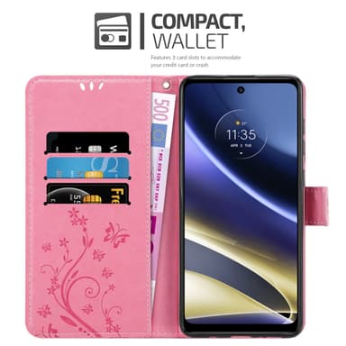 Motorola MOTO G51 5G lommebokdeksel Blomster (rosa)