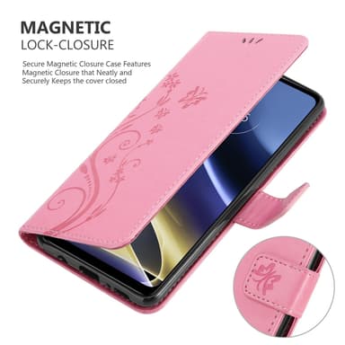 Motorola MOTO G51 5G lommebokdeksel Blomster (rosa)