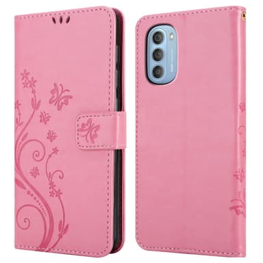 Motorola MOTO G51 5G lommebokdeksel Blomster (rosa)