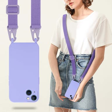 Deksel iPhone 13 med Halskjede (lilla)