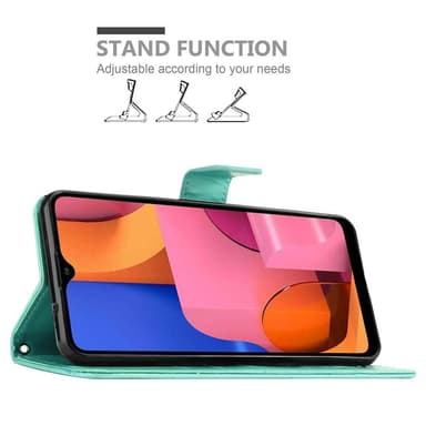 Samsung Galaxy A20s lommebokdeksel Blomster (turkis)