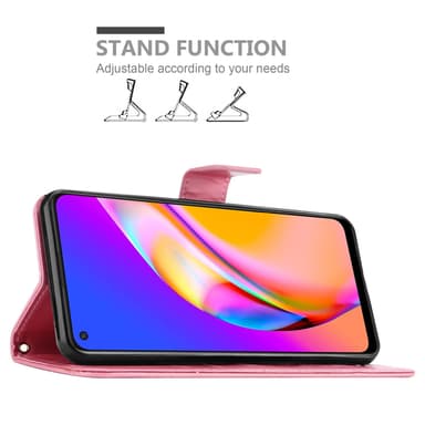 Oppo A94 5G lommebokdeksel Blomster (rosa)