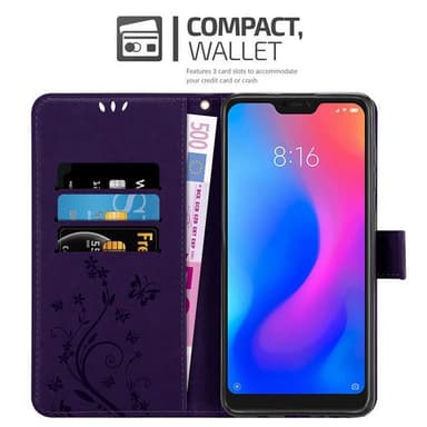 Xiaomi RedMi NOTE 6 PRO lommebokdeksel Blomster (lilla)