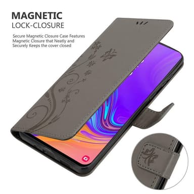 Samsung Galaxy A8s lommebokdeksel Blomster (grå)