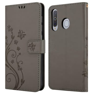 Samsung Galaxy A8s lommebokdeksel Blomster (grå)