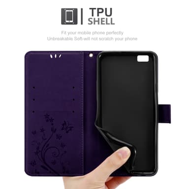 Huawei P8 LITE 2015 lommebokdeksel Blomster (lilla)