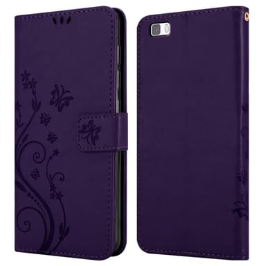 Huawei P8 LITE 2015 lommebokdeksel Blomster (lilla)