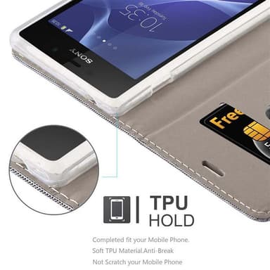 Sony Xperia M2 / M2 AQUA lommebokdeksel etui (grå)