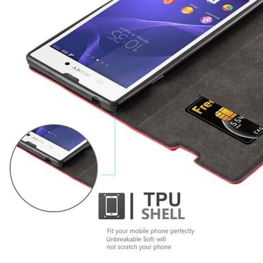 Sony Xperia T3 lommebokdeksel case (rød)