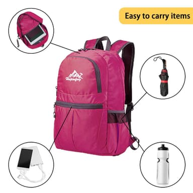 Sammenleggbar ryggsekk 36L unisex vanntett (rosa)