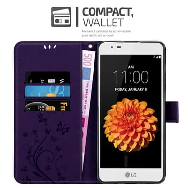 LG K7 2016 lommebokdeksel Blomster (lilla)
