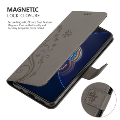 Asus ZenFone 8 FLIP lommebokdeksel Blomster (grå)