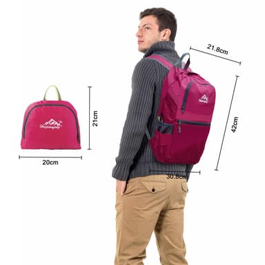 Sammenleggbar ryggsekk 36L unisex vanntett (rosa)