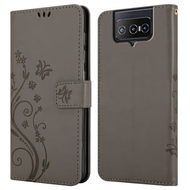 Asus ZenFone 8 FLIP lommebokdeksel Blomster (grå)