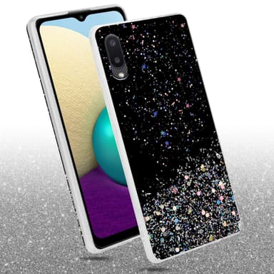 Samsung Galaxy A02 / M02 Silikondeksel Glitter (Svart)