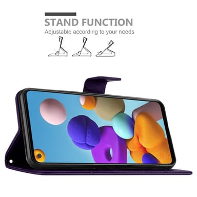 Samsung Galaxy A21s lommebokdeksel Blomster (lilla)