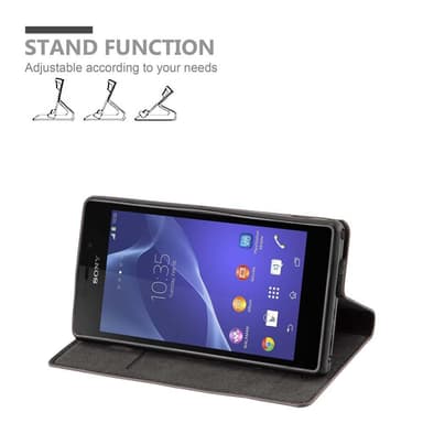 Sony Xperia M2 / M2 AQUA lommebokdeksel case (svart)