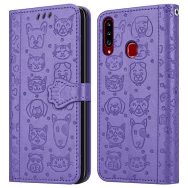 Samsung Galaxy A20s lommebokdeksel case (lilla)