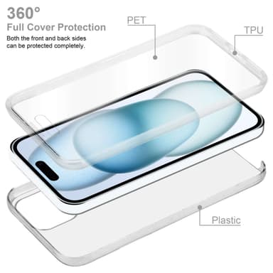 iPhone 15 PLUS Deksel 360 Case Cover (Gjennomsiktig)