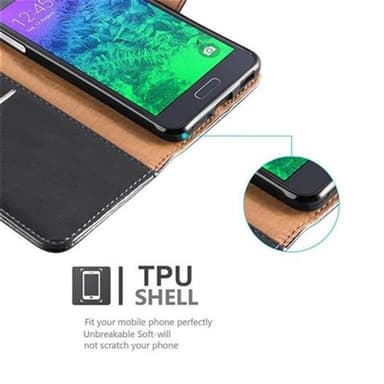 Samsung Galaxy ALPHA lommebokdeksel etui (svart)