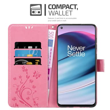 OnePlus Nord CE 5G lommebokdeksel Blomster (rosa)