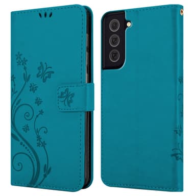 Samsung Galaxy S22 PLUS lommebokdeksel Blomster (blå)