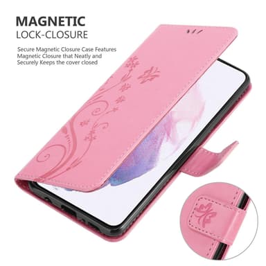 Samsung Galaxy S21 PLUS lommebokdeksel Blomster (rosa)