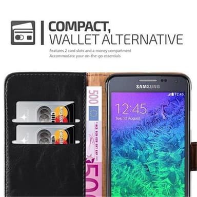 Samsung Galaxy ALPHA lommebokdeksel etui (svart)