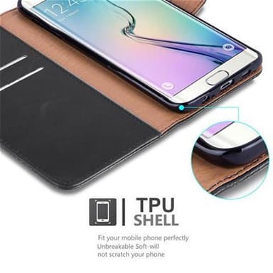 Samsung Galaxy S6 EDGE lommebokdeksel etui (svart)