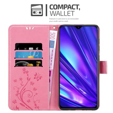 Realme 5 / 5i / 6i / C3 lommebokdeksel Blomster (rosa)